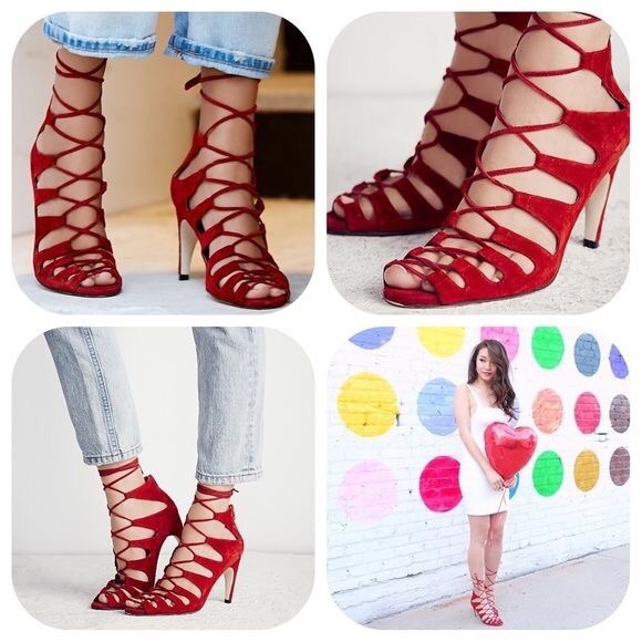 Jeffrey Campbell Shoes - Jeffrey Campbell red lace up heels